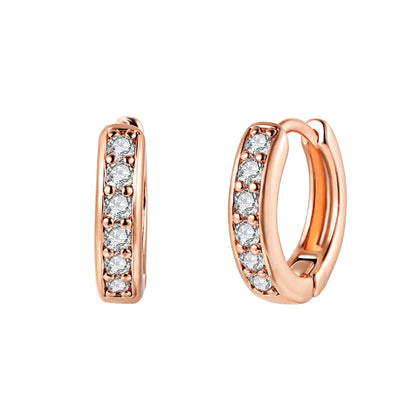 18K Gold Plated Round Cut Crystal Huggie Earrings