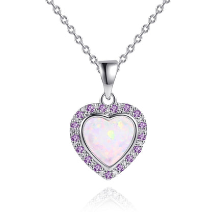 18K White Gold Plated Crystal Heart Necklace
