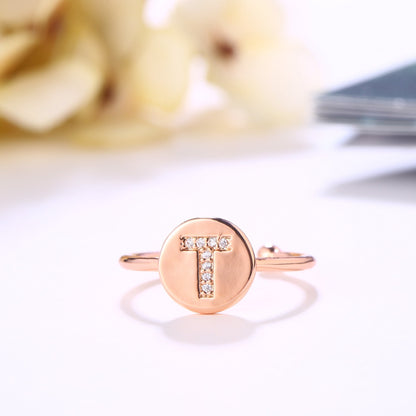 18K Rose Gold Plated Adjustable Monogram Ring
