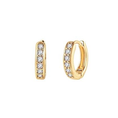 18K Gold Plated Round Cut Crystal Huggie Earrings