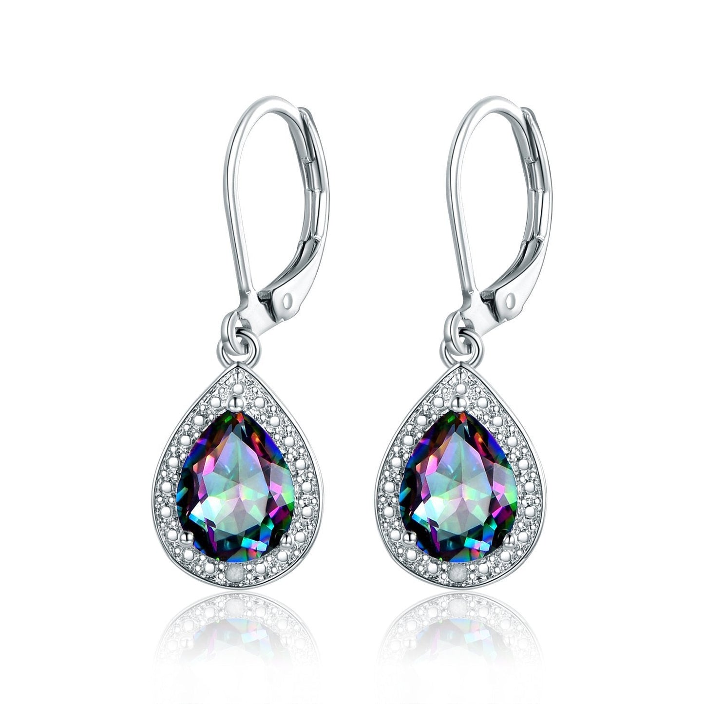 18K White Gold Plated Crystal Teardrop Earrings
