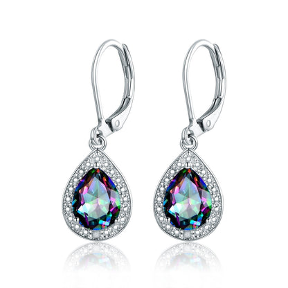 18K White Gold Plated Crystal Teardrop Earrings
