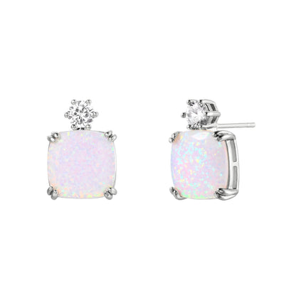 18K Gold Plated Square Cut Gemstone Earrings