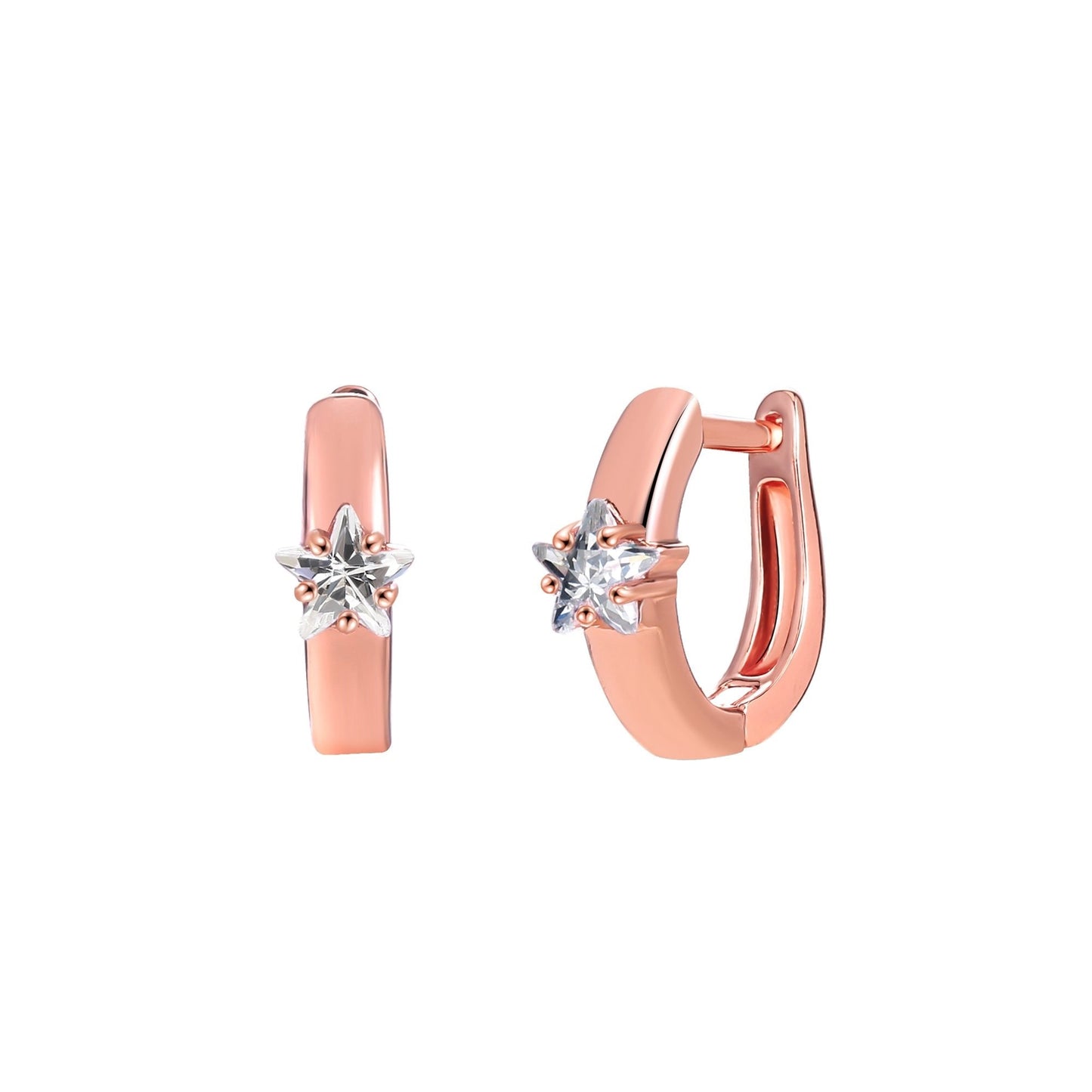 18K Gold Plated Star Cut Crystal Huggie Earrings