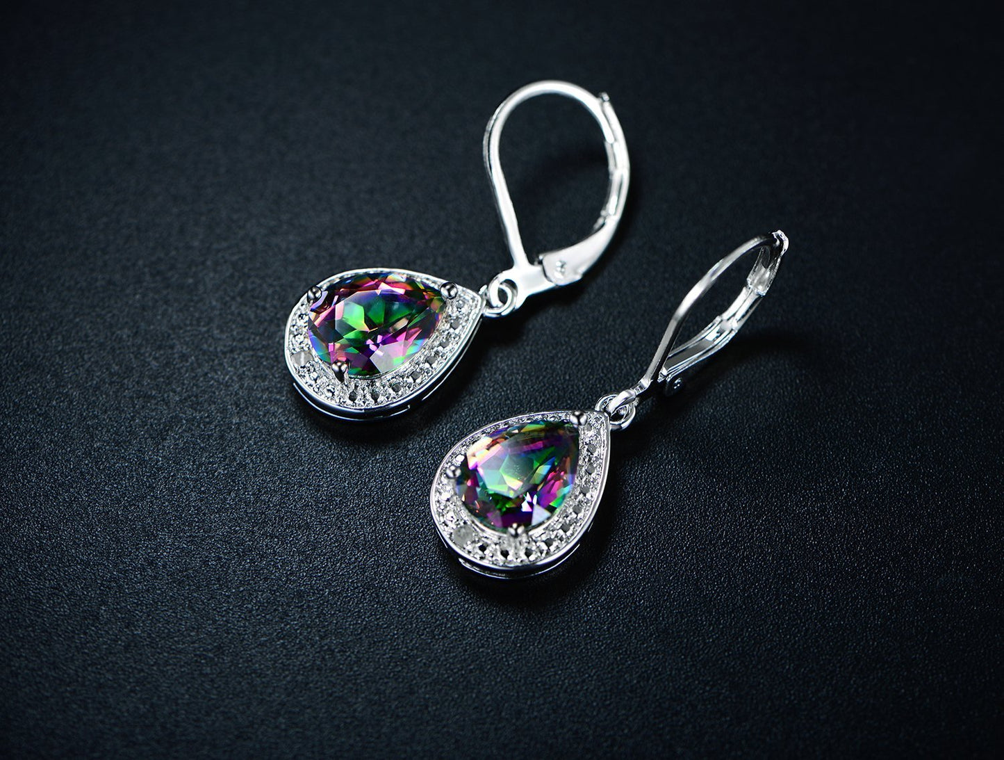 18K White Gold Plated Crystal Teardrop Earrings
