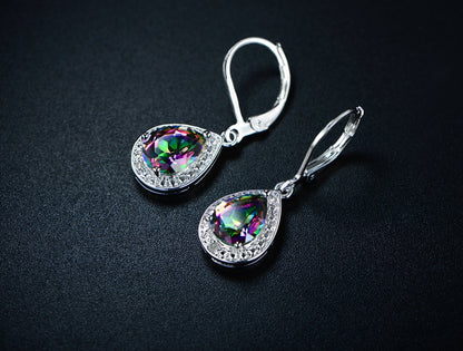 18K White Gold Plated Crystal Teardrop Earrings