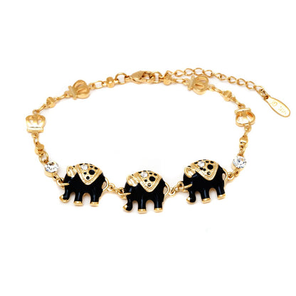18K Gold Plated Triple Elephant Charm Bracelet