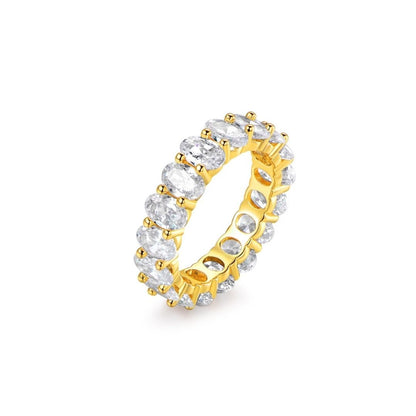 18K White Gold Plated Oval Cut Eternity Ring