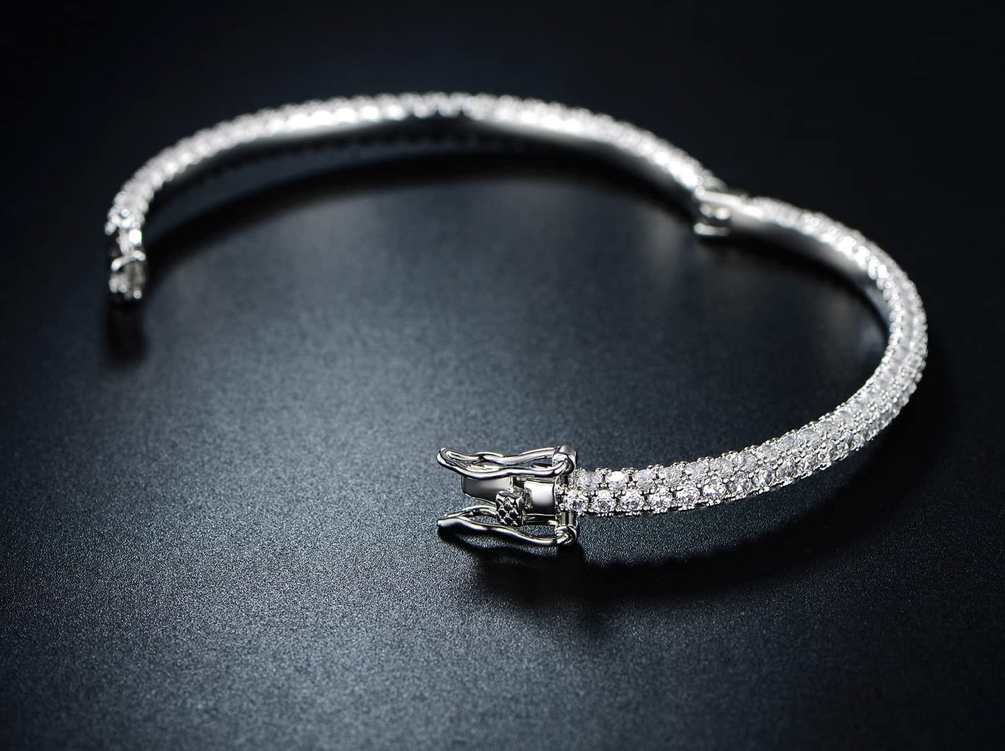 18K Gold Plated Cubic Zirconia Eternity Bangel Bracelet