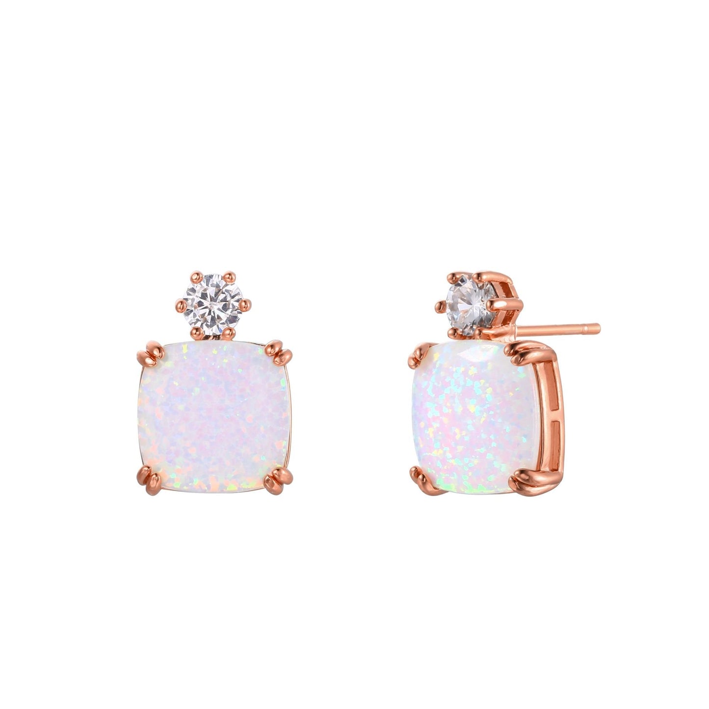 18K Gold Plated Square Cut Gemstone Earrings