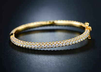 18K Gold Plated Cubic Zirconia Eternity Bangel Bracelet