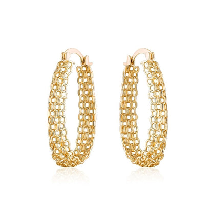 18K Gold Plated Cable Link Hoop Earrings