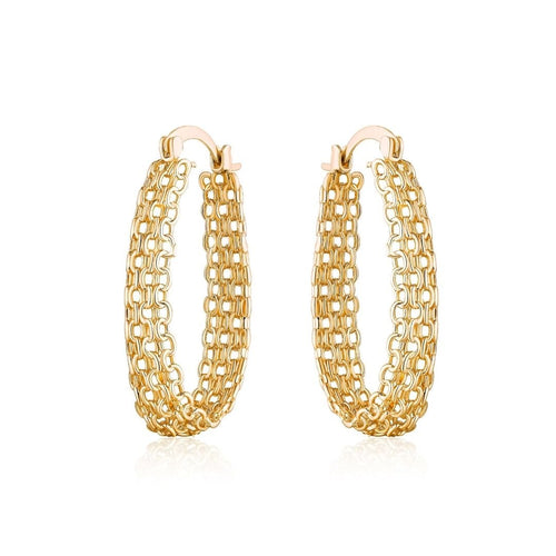 18K Gold Plated Cable Link Hoop Earrings
