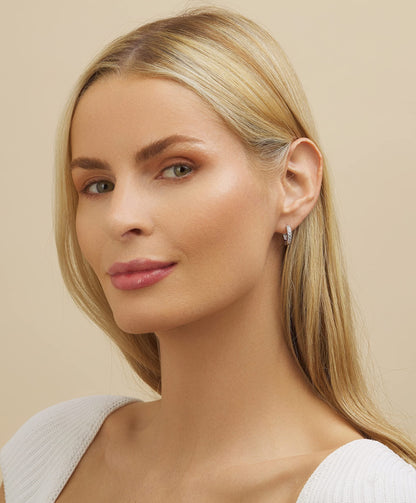 18K Gold Plated Round Cut Crystal Huggie Earrings