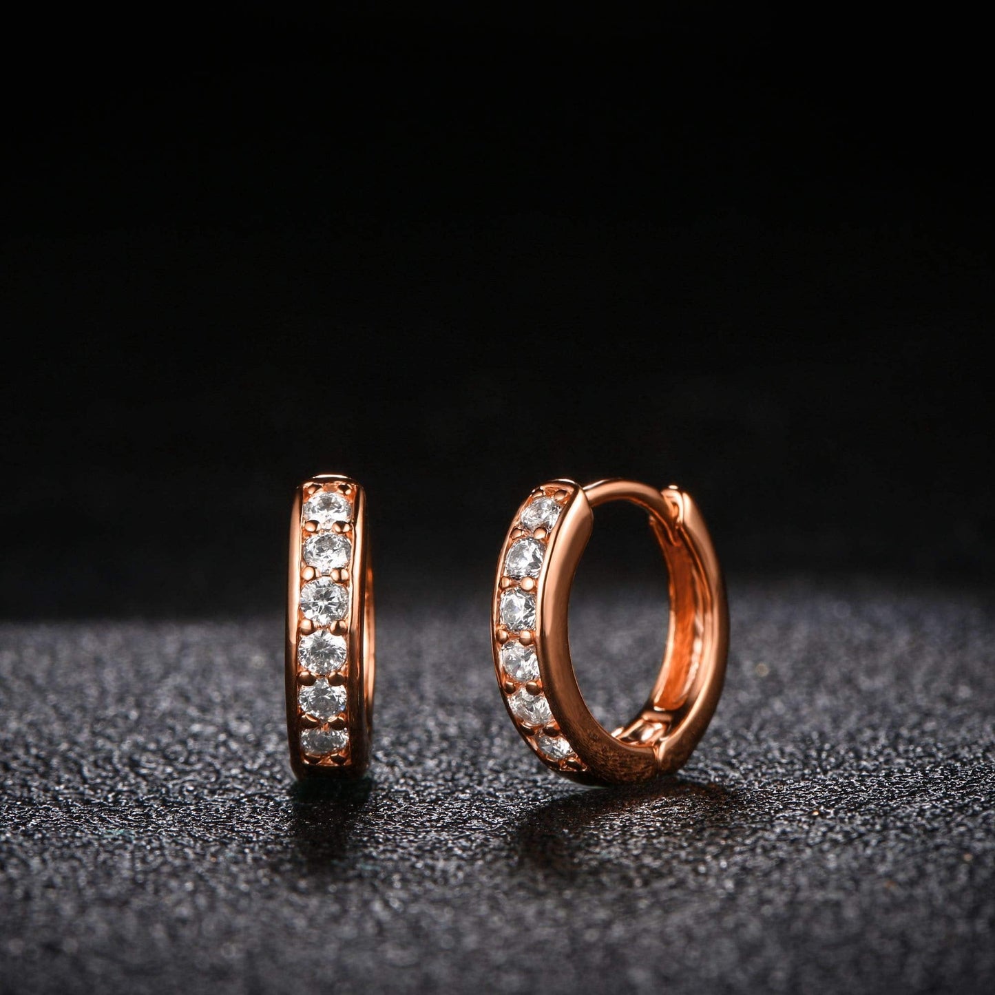 18K Gold Plated Round Cut Crystal Huggie Earrings