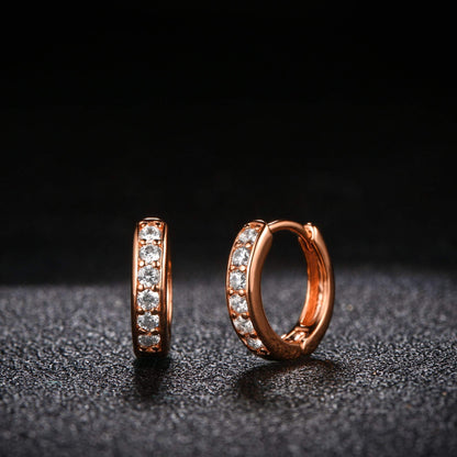 18K Gold Plated Round Cut Crystal Huggie Earrings