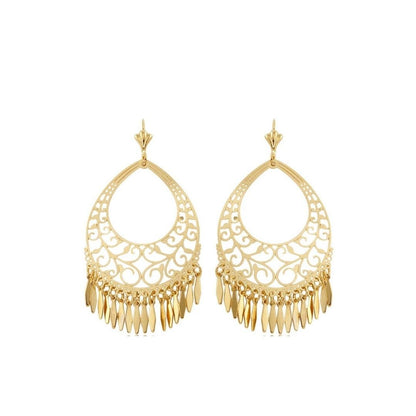 18K Gold Plated Filigree Dangling Earrings