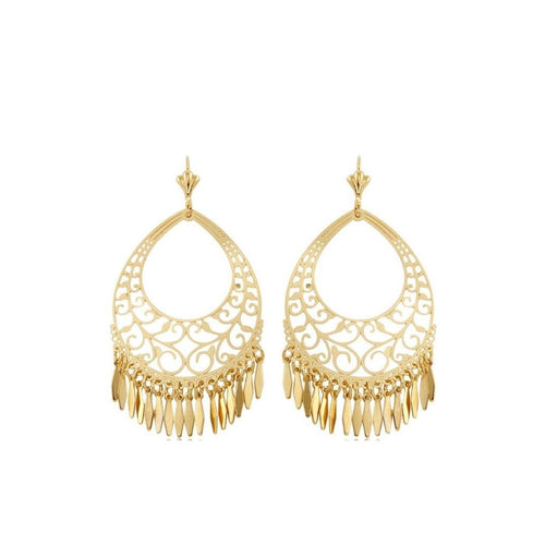 18K Gold Plated Filigree Dangling Earrings