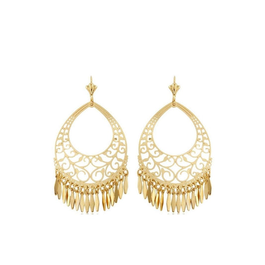 18K Gold Plated Filigree Dangling Earrings