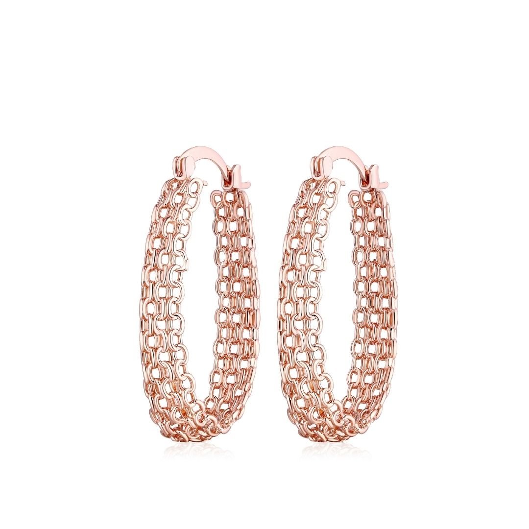 18K Gold Plated Cable Link Hoop Earrings