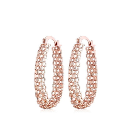 18K Gold Plated Cable Link Hoop Earrings