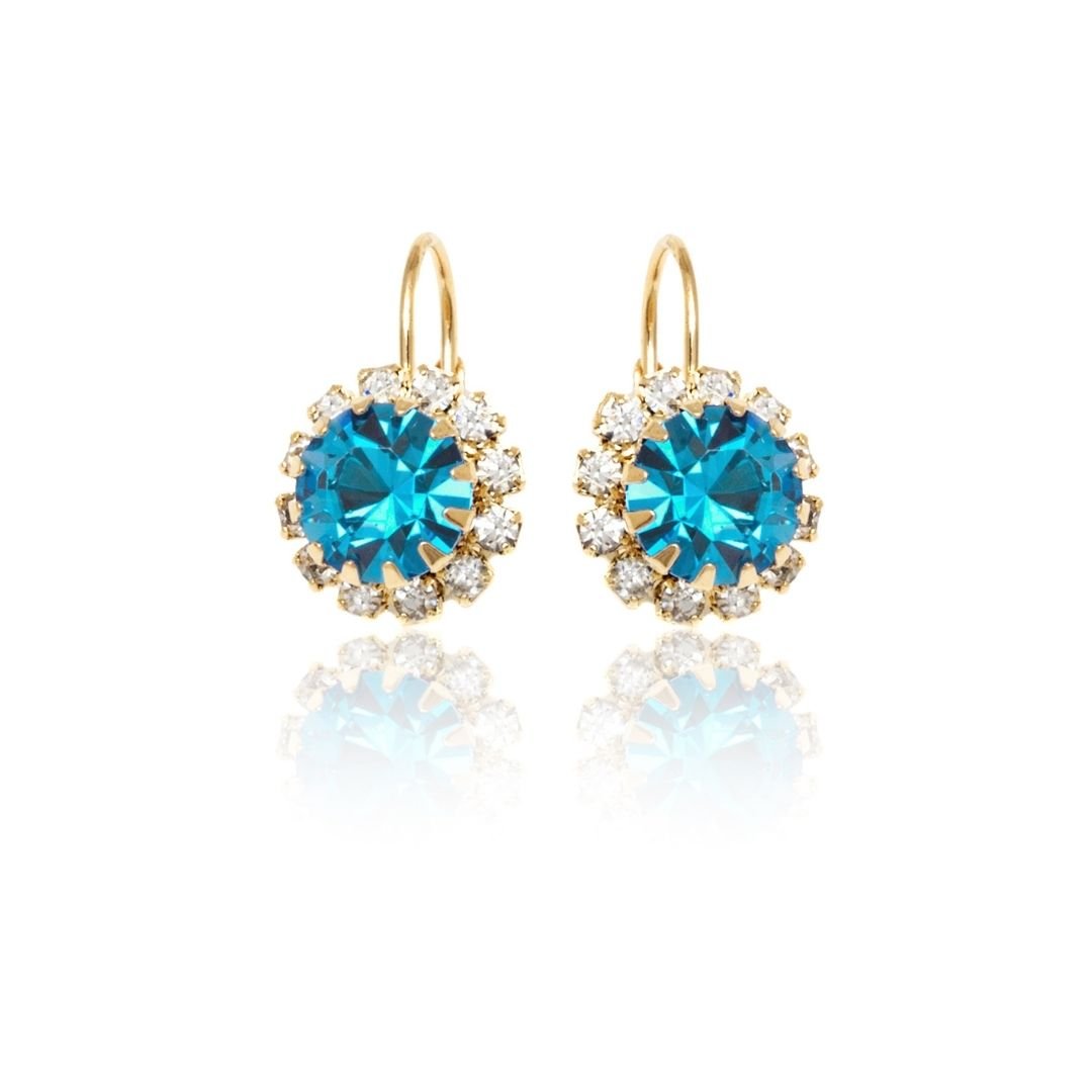 18K Gold Plated Crystal Flower Huggie Earrings