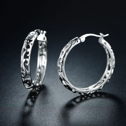 18K Gold Plated Filigree Patterned Hoop Earrings