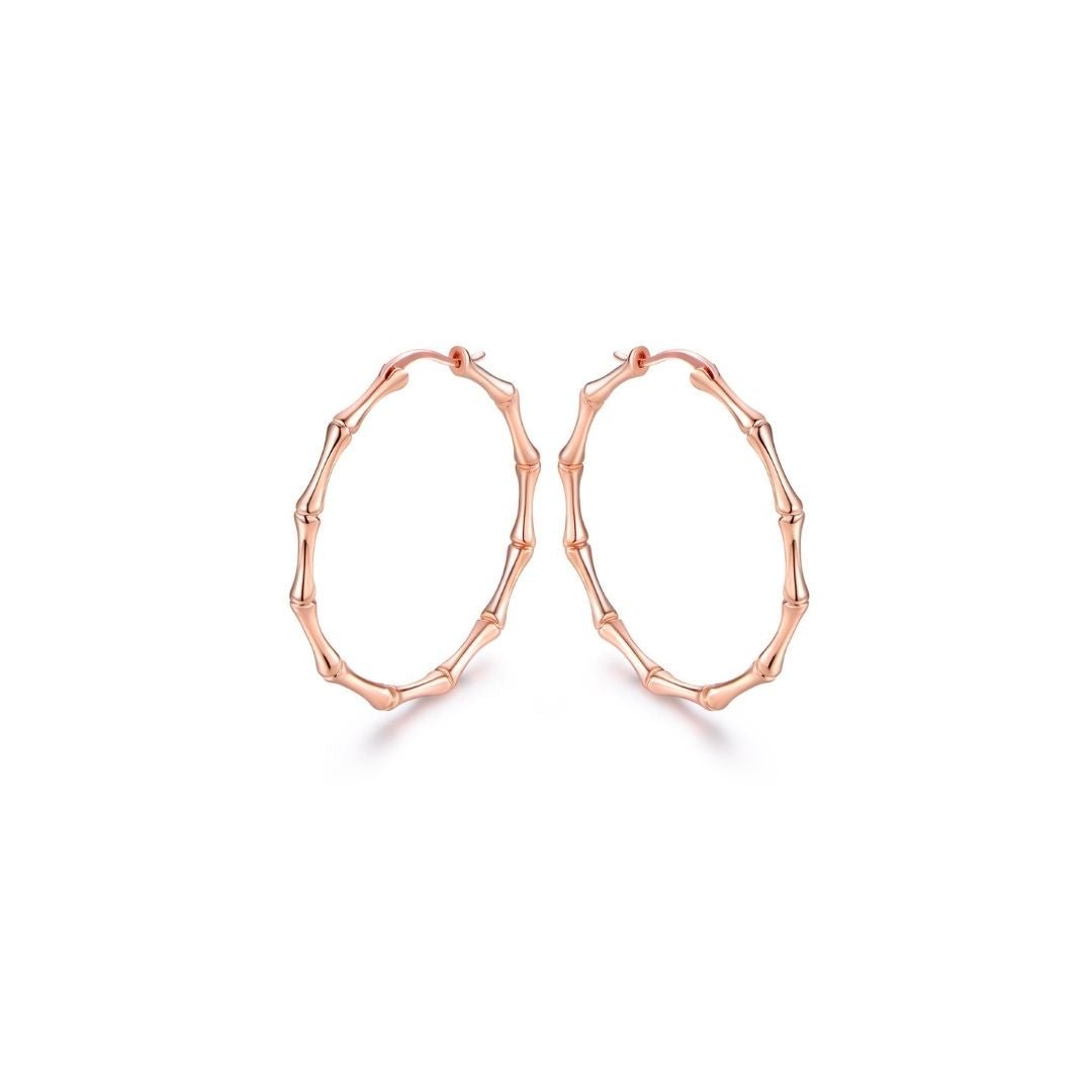 18K Gold Plated Bamboo Hoop Earrings