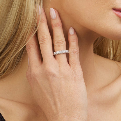 18K Gold Plated 3 Row Eternity Ring