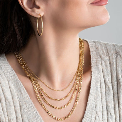 18K Gold Plated 4.5mm Figaro Chain Necklace