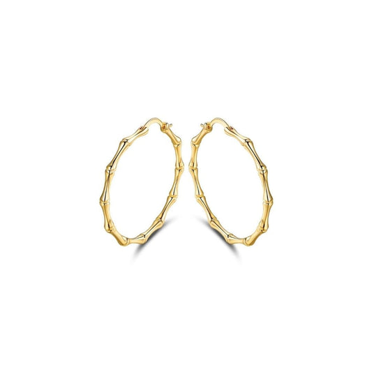 18K Gold Plated Bamboo Hoop Earrings