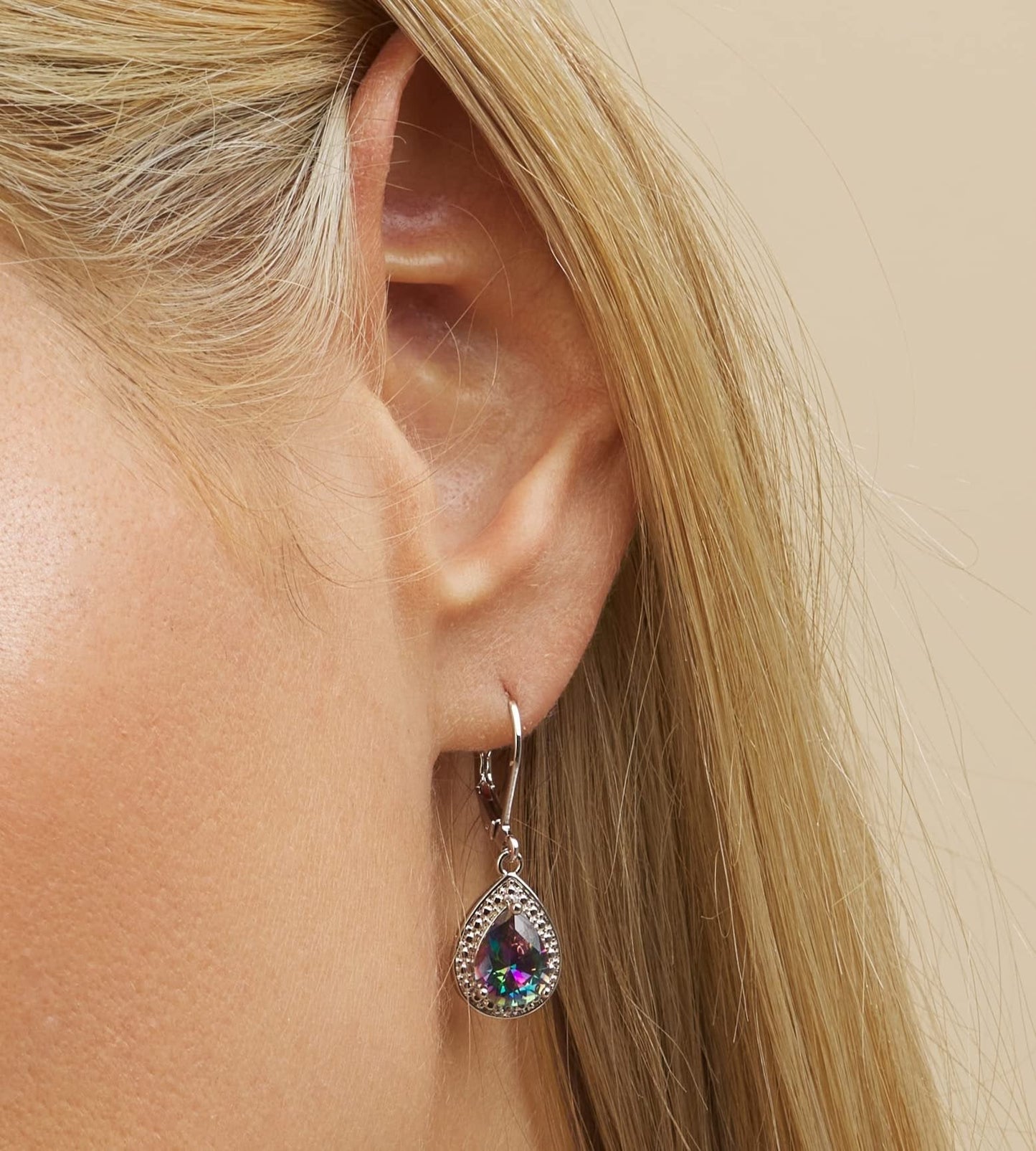 18K White Gold Plated Crystal Teardrop Earrings