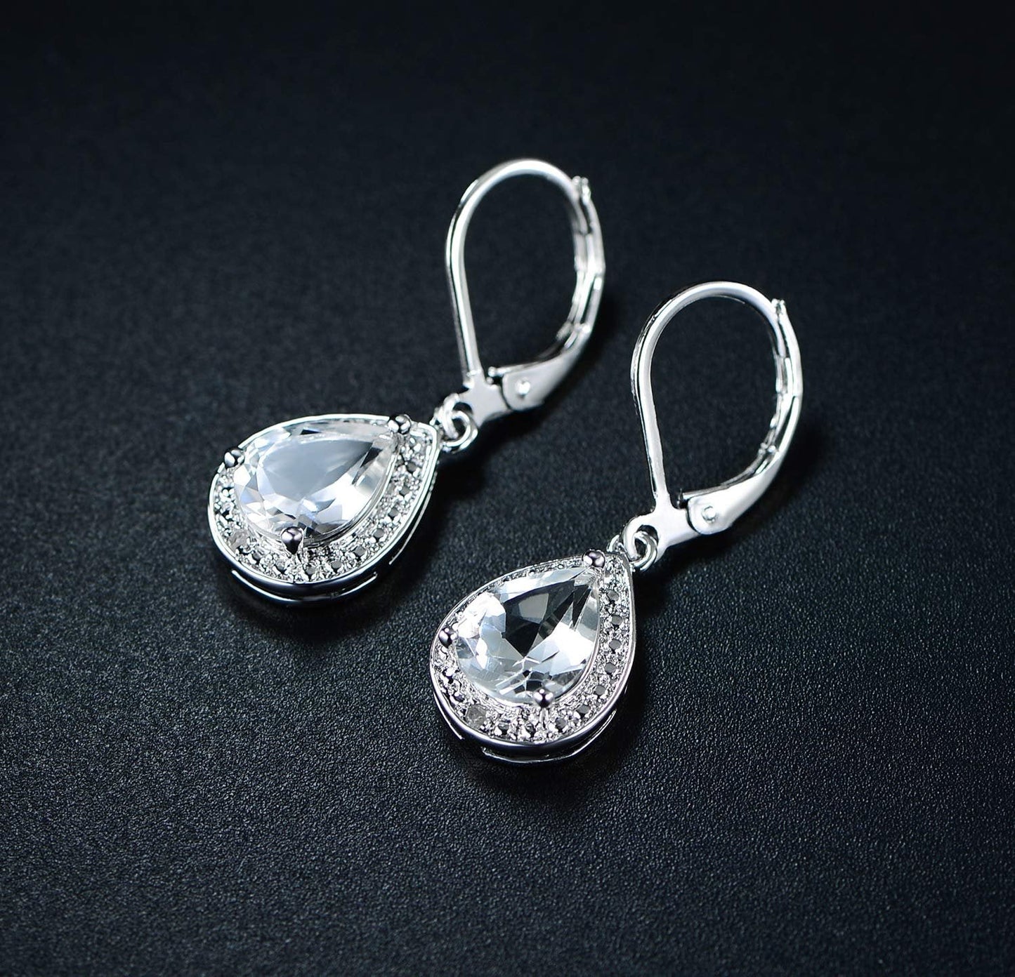 18K White Gold Plated Crystal Teardrop Earrings