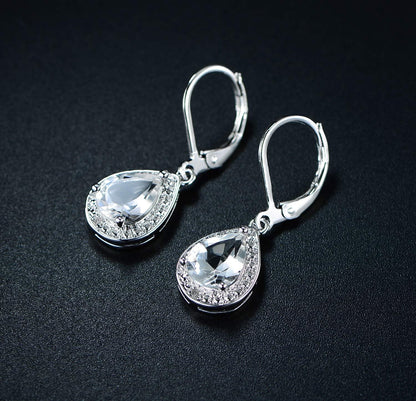 18K White Gold Plated Crystal Teardrop Earrings