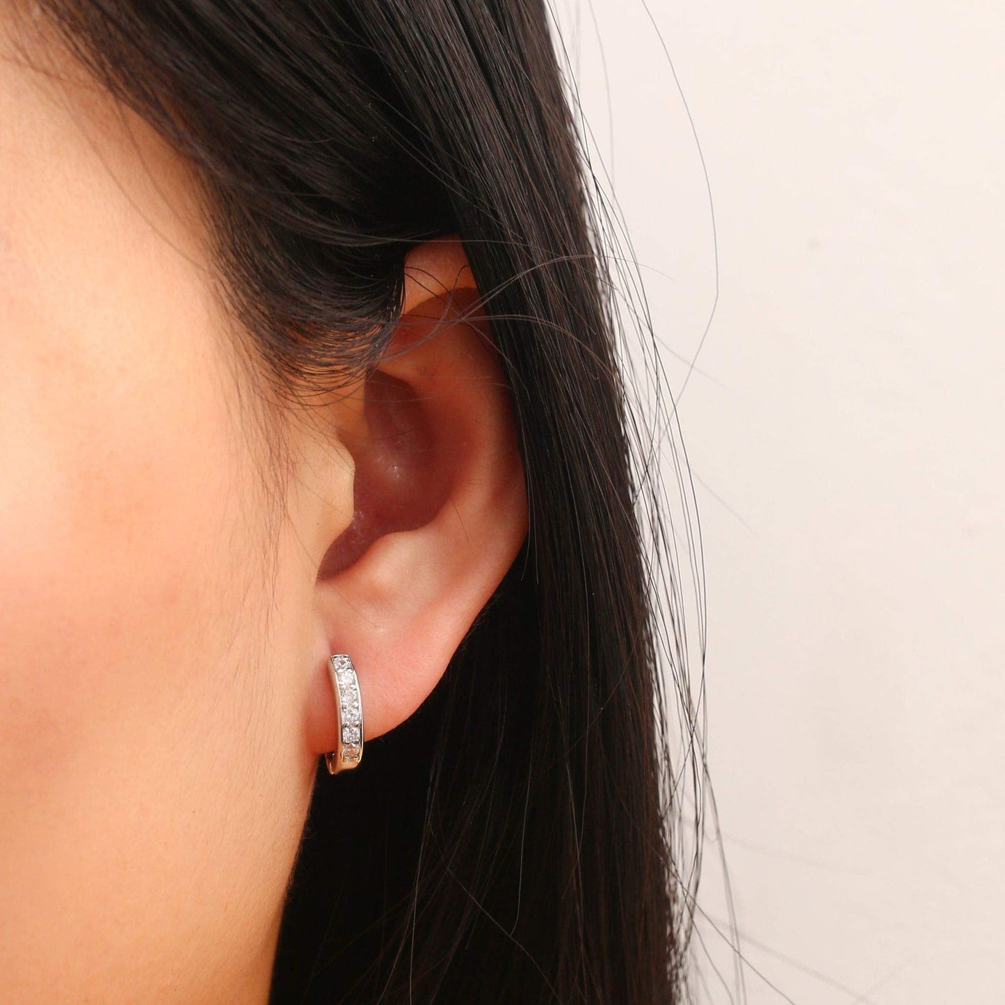 18K Gold Plated Round Cut Crystal Huggie Earrings