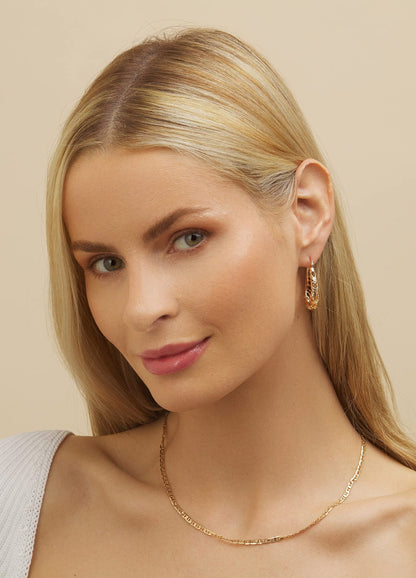 18K Gold Plated Filigree Hoop Earrings