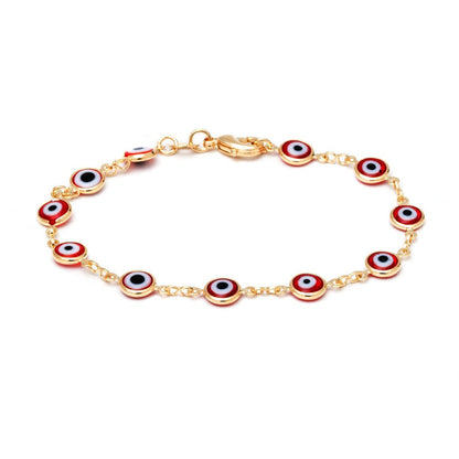 18K Gold Plated Multicolored Evil Eye Bracelet