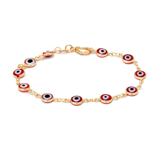 18K Gold Plated Multicolored Evil Eye Bracelet