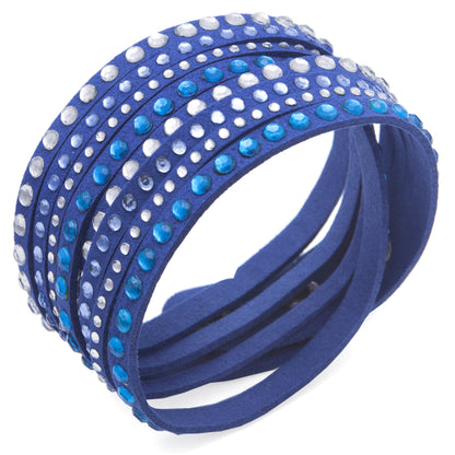 Barzel Leather Created Austrian Crystals Wrap Bracelets (Many Options Available)