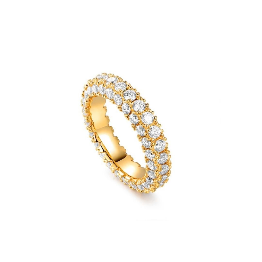 18K Gold Plated 3 Row Eternity Ring