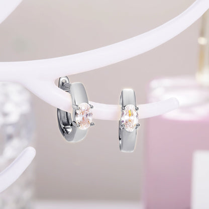 18K Gold Plated Oval Cut Crystal Huggie Earrings