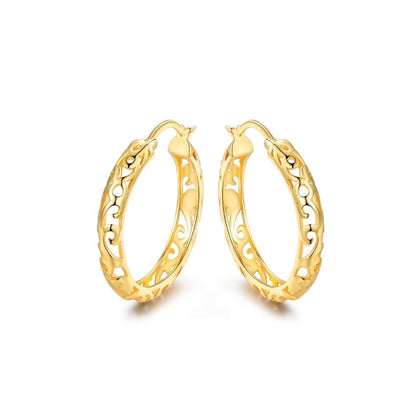 18K Gold Plated Filigree Patterned Hoop Earrings