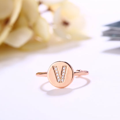 18K Rose Gold Plated Adjustable Monogram Ring