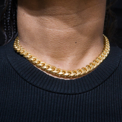 Womens Jewelry - Gold Chain Solid Miami Cuban Link