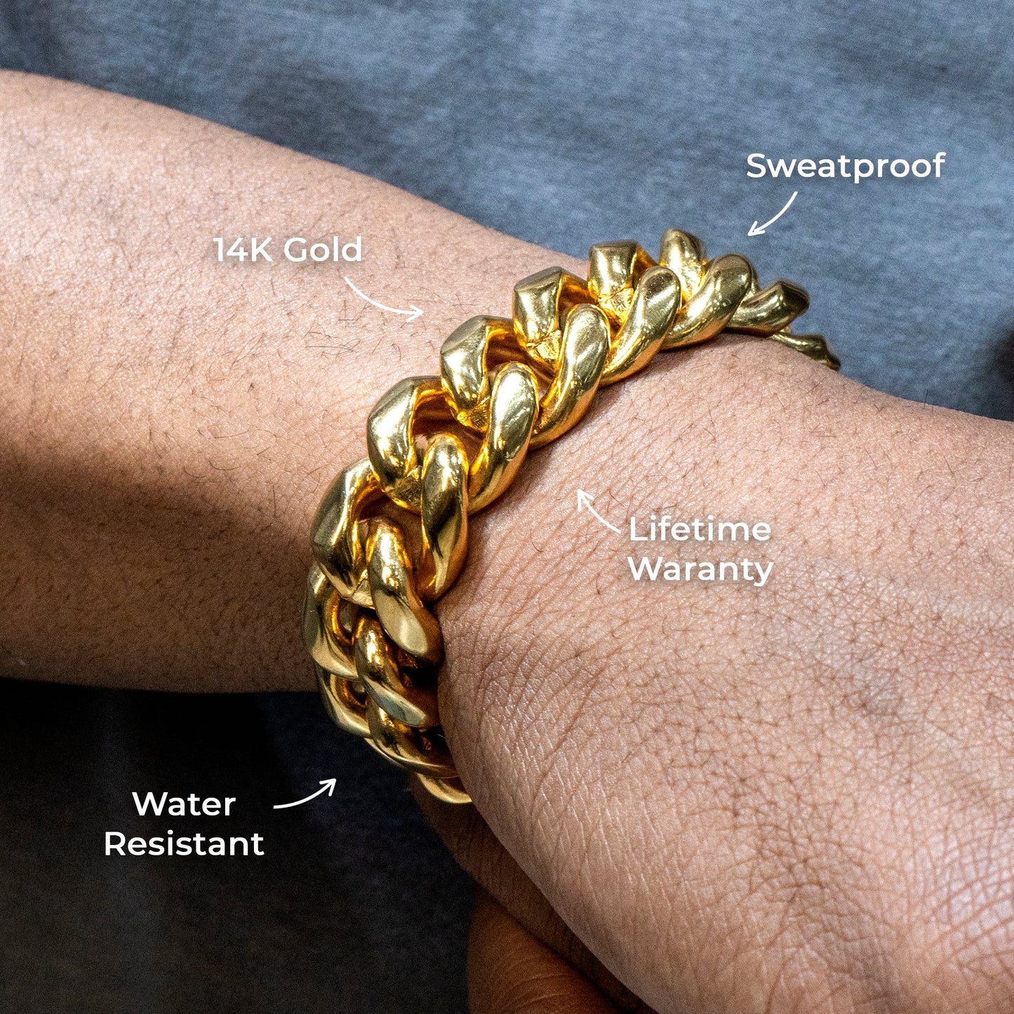 Gold Jewelry -  Mens 14K Gold Solid Miami Cuban Link Bracelet