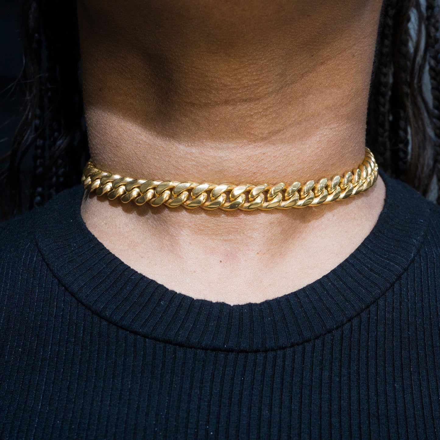 Womens Jewelry - Gold Chain Solid Miami Cuban Link