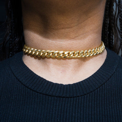 Womens Jewelry - Gold Chain Solid Miami Cuban Link