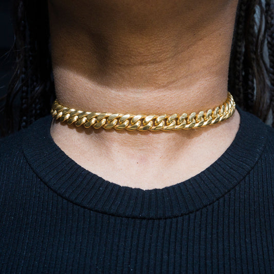 Womens Jewelry - Gold Chain Solid Miami Cuban Link