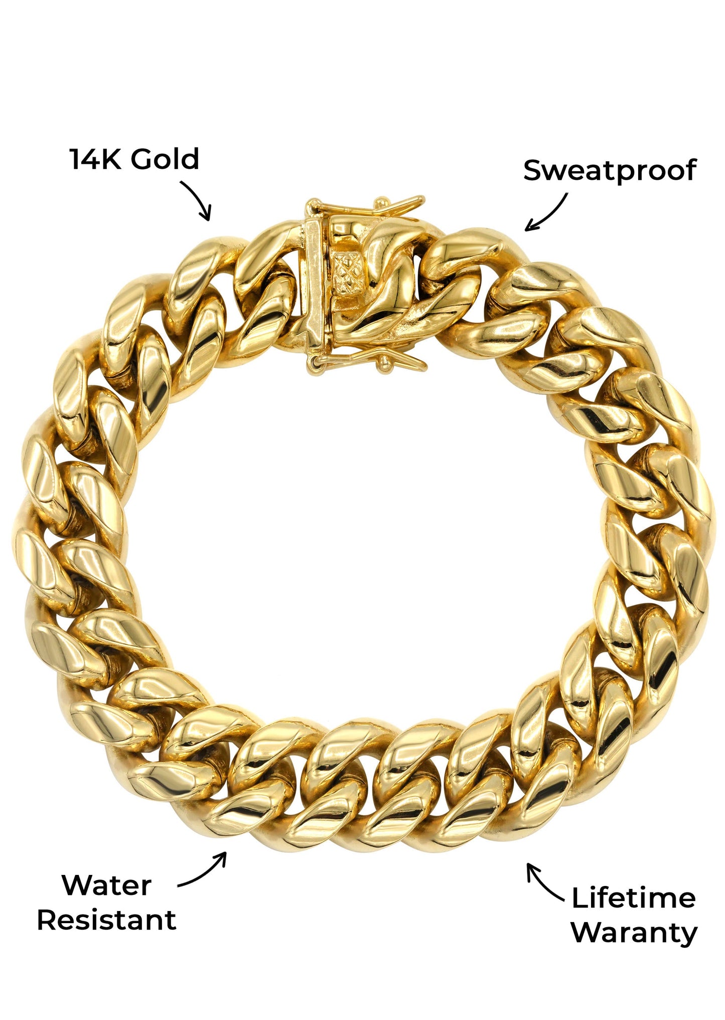 Mens Jewelry - Solid Gold Miami Cuban Link Chain & Bracelet