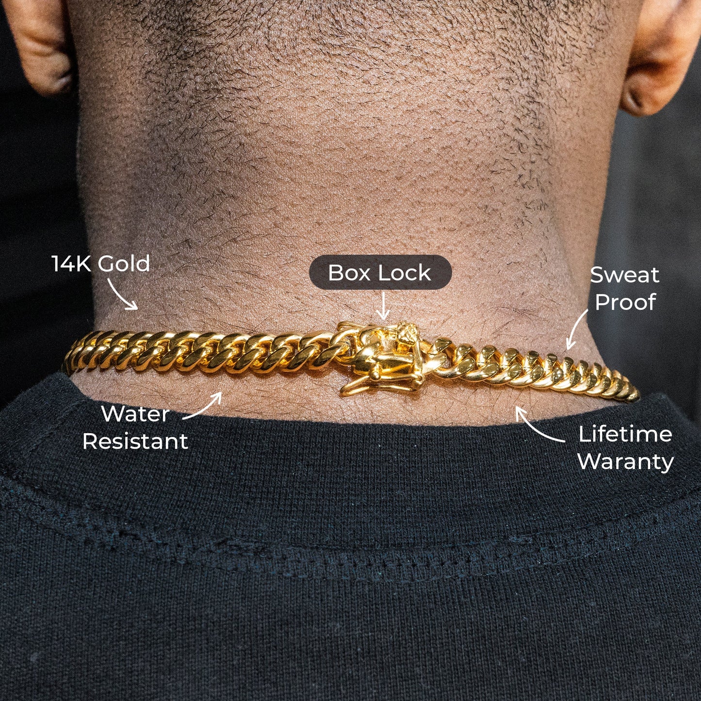 Gold Jewelry -  Mens 14K Gold Chain Solid Miami Cuban Link